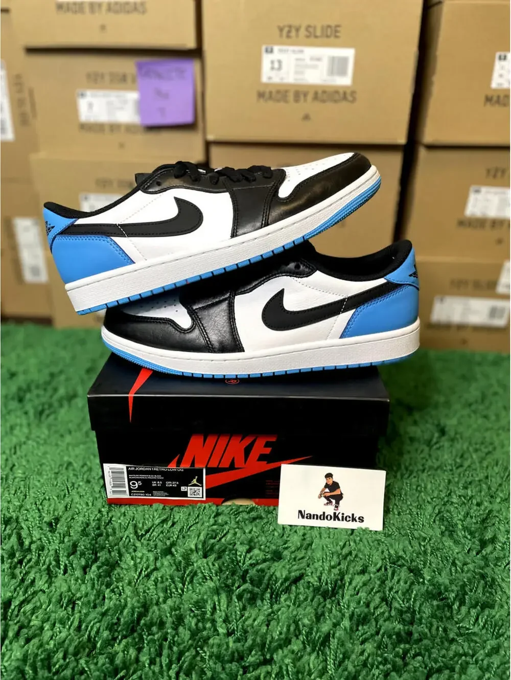 Nike Jordan 1 Retro Low Black Dark Powder Blue' Size 6.5Y